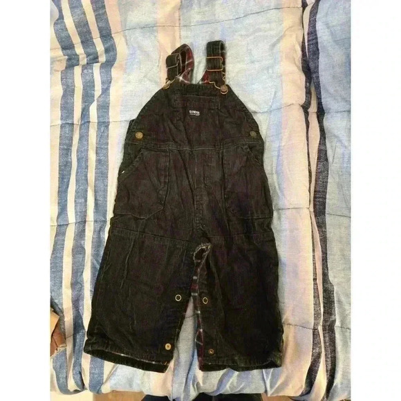 Oshkosh B'gosh Corduroy Flannel Lined Overalls‎ Size 6-9 Months - Picture 1 of 5